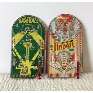 VTG Y2K Schylling 2006 Baseball & Pinball 10" Table Top Games Non-Electric Fun